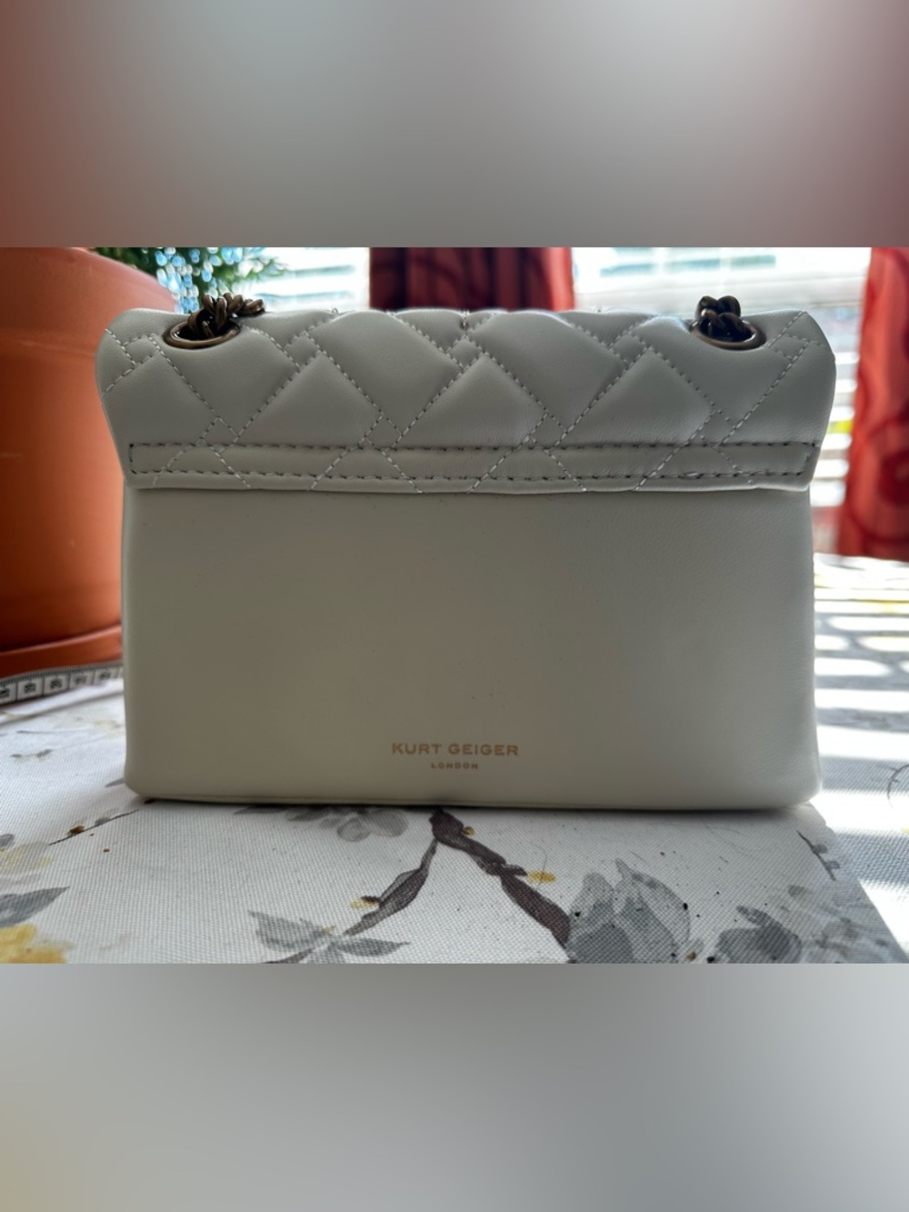 Kurt Geiger White Quilted Beaded Eye Shoulder Bag - Picture 9 of 14